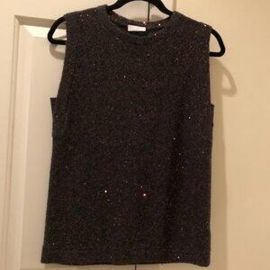 BRUNELLO CUCINELLI Embellished Crew Neck Sleeveless Cashmere  Top Size M
